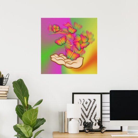 Schmetterlinge und Blume Poster (Heimbüro)