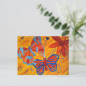 Schmetterlinge und Blume Postkarte (Stehend Vorderseite)