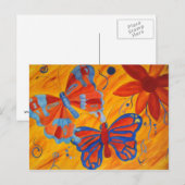 Schmetterlinge und Blume Postkarte (Vorne/Hinten)