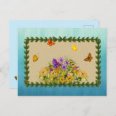 Schmetterlinge und Blume Postkarte (Vorne/Hinten)