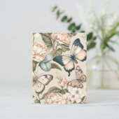 Schmetterlinge und Blume Postkarte (Stehend Vorderseite)