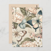 Schmetterlinge und Blume Postkarte (Vorne/Hinten)