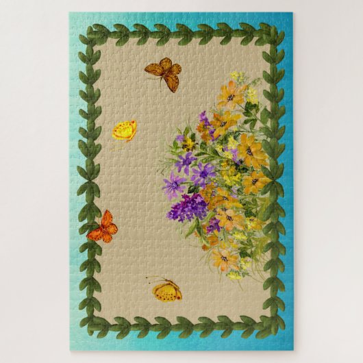 Schmetterlinge und Blume Puzzle (Vertikal)