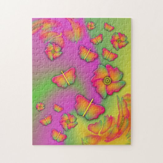 Schmetterlinge und Blume Puzzle (Vertikal)