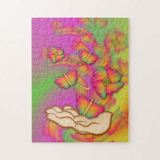 Schmetterlinge und Blume Puzzle (Vertikal)