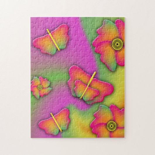 Schmetterlinge und Blume Puzzle (Vertikal)