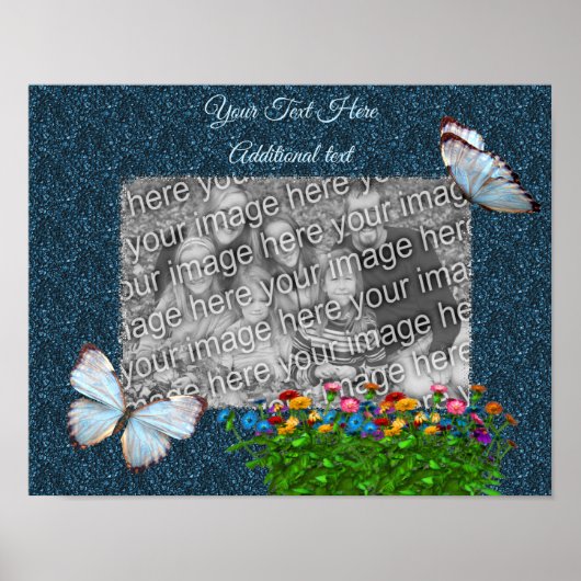 Schmetterlinge und Blume Rahmen hinzufügen Ihr Fot Poster (Vorne)