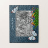 Schmetterlinge und Blume Rahmen hinzufügen Ihr Fot Puzzle (Vertikal)