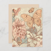 Schmetterlinge und Blume RSVP Karte (Vorne/Hinten)
