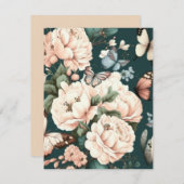 Schmetterlinge und Blume RSVP Karte (Vorne/Hinten)