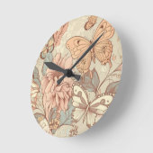 Schmetterlinge und Blume Runde Wanduhr (Winkel)