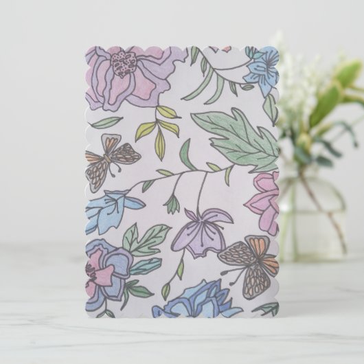 Schmetterlinge und Blume Save The Date (Stehend Vorderseite)