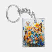 Schmetterlinge und Blume Schlüsselanhänger (Vorderseite links)