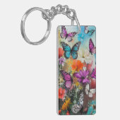 Schmetterlinge und Blume Schlüsselanhänger (Vorderseite links)