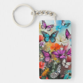 Schmetterlinge und Blume Schlüsselanhänger