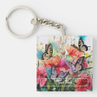 Schmetterlinge und Blume Schlüsselanhänger