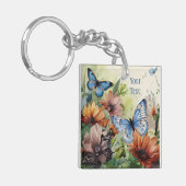 Schmetterlinge und Blume Schlüsselanhänger (Vorderseite links)