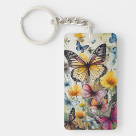 Schmetterlinge und Blume Schlüsselanhänger