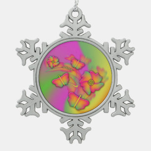 Schmetterlinge und Blume Schneeflocken Zinn-Ornament