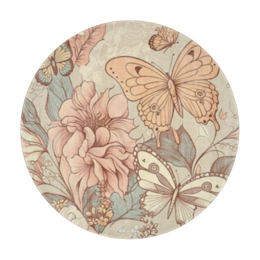 Schmetterlinge und Blume Schneidebrett (Vorderseite)