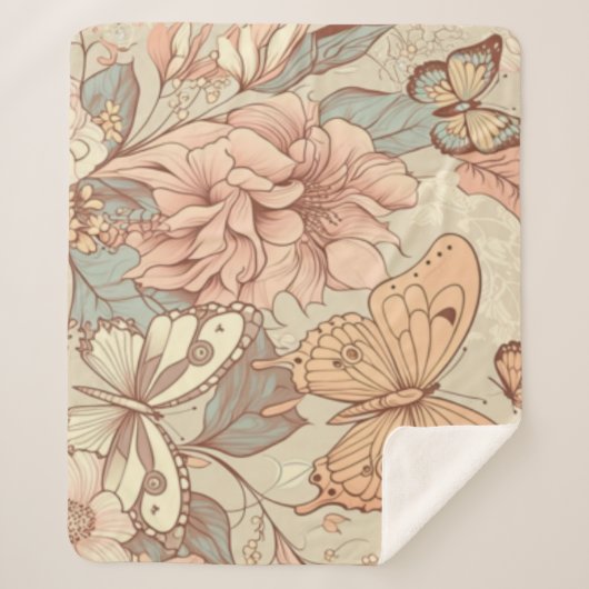Schmetterlinge und Blume Sherpadecke (Vorderseite)