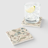 Schmetterlinge und Blume Steinuntersetzer (Seitenansicht)