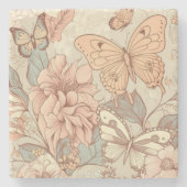 Schmetterlinge und Blume Steinuntersetzer (Vorderseite)