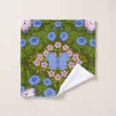 Schmetterlinge und Blume Symmetrie, blau und rosa Badhandtuch Set (Waschlappen)