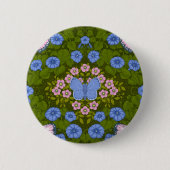 Schmetterlinge und Blume Symmetrie, blau und rosa Button (Vorderseite)