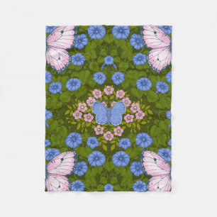 Schmetterlinge und Blume Symmetrie, blau und rosa Fleecedecke