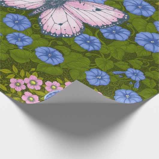 Schmetterlinge und Blume Symmetrie, blau und rosa Geschenkpapier (Ecke)