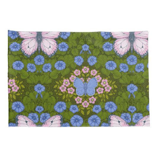 Schmetterlinge und Blume Symmetrie, blau und rosa Kissenbezug (Rückseite-Rechts)