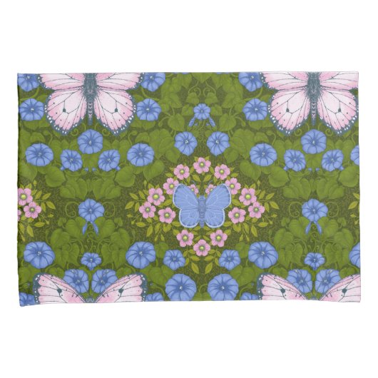 Schmetterlinge und Blume Symmetrie, blau und rosa Kissenbezug (Vorderseite-Rechts)