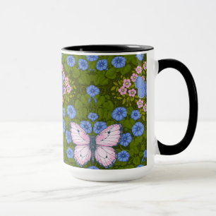 Schmetterlinge und Blume Symmetrie, blau und rosa Tasse