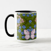 Schmetterlinge und Blume Symmetrie, blau und rosa Tasse (Links)