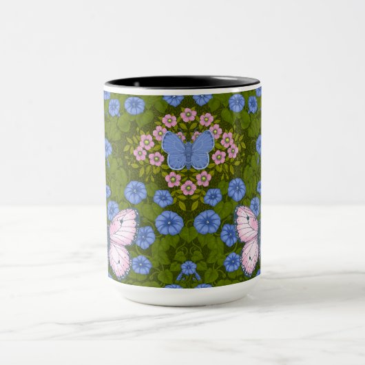 Schmetterlinge und Blume Symmetrie, blau und rosa Tasse (Zentrum)