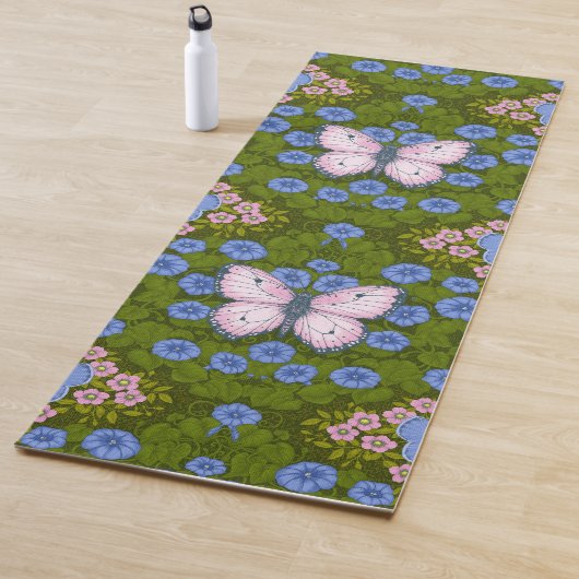 Schmetterlinge und Blume Symmetrie, blau und rosa Yogamatte (Beispiel)