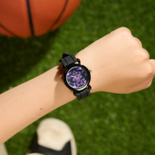 Schmetterlinge und Blume Symmetrie, Violett und Bl Armbanduhr
