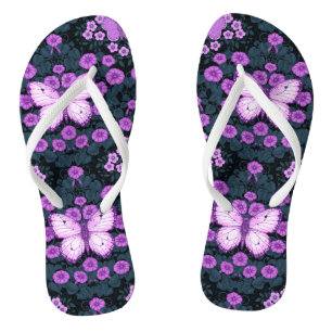Schmetterlinge und Blume Symmetrie, Violett und Bl Badesandalen