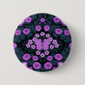 Schmetterlinge und Blume Symmetrie, Violett und Bl Button (Vorderseite)