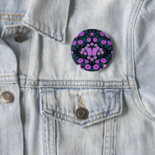 Schmetterlinge und Blume Symmetrie, Violett und Bl Button