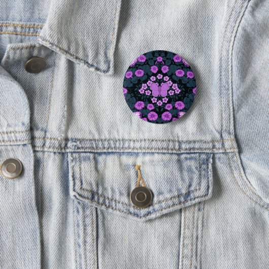Schmetterlinge und Blume Symmetrie, Violett und Bl Button (Beispiel)