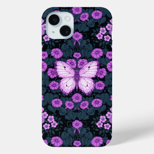 Schmetterlinge und Blume Symmetrie, Violett und Bl Case-Mate iPhone Hülle (Rückseite)
