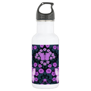 Schmetterlinge und Blume Symmetrie, Violett und Bl Edelstahlflasche
