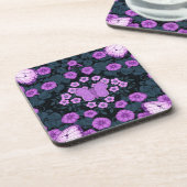 Schmetterlinge und Blume Symmetrie, Violett und Bl Getränkeuntersetzer (Linke Seite)