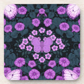Schmetterlinge und Blume Symmetrie, Violett und Bl Getränkeuntersetzer (Vorderseite)