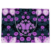 Schmetterlinge und Blume Symmetrie, Violett und Bl Große Geschenktüte (Rückseite)