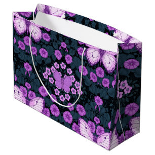 Schmetterlinge und Blume Symmetrie, Violett und Bl Große Geschenktüte