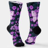 Schmetterlinge und Blume Symmetrie, Violett und Bl Socken (Gewinkelt)