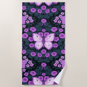 Schmetterlinge und Blume Symmetrie, Violett und Bl Strandtuch